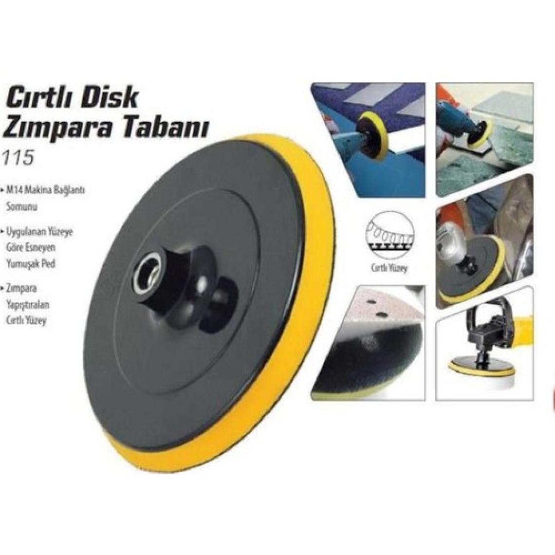 Cırt Zımpara Deliksiz Avuç Taşlama Cırt Taban Altlığı 115 mm M14  + Matkap Aparatı