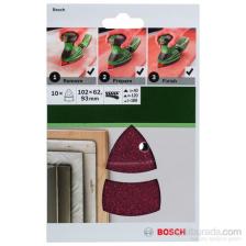 Bosch - Multi Zımpara Kağıdı 10'Lu Set, 102 X 62/93 Mm 40/120/180 Kum 11 Delik