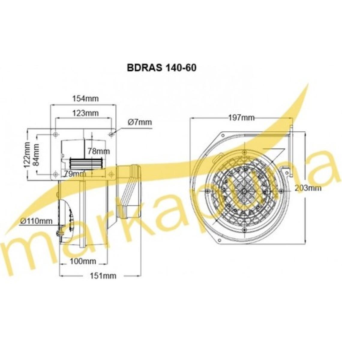 Bahçıvan BDRAS 140-60 2300 D/D 220/230 volt Monofaze Aluminyum Gövdeli Salyangoz Fan Öne Eğimli