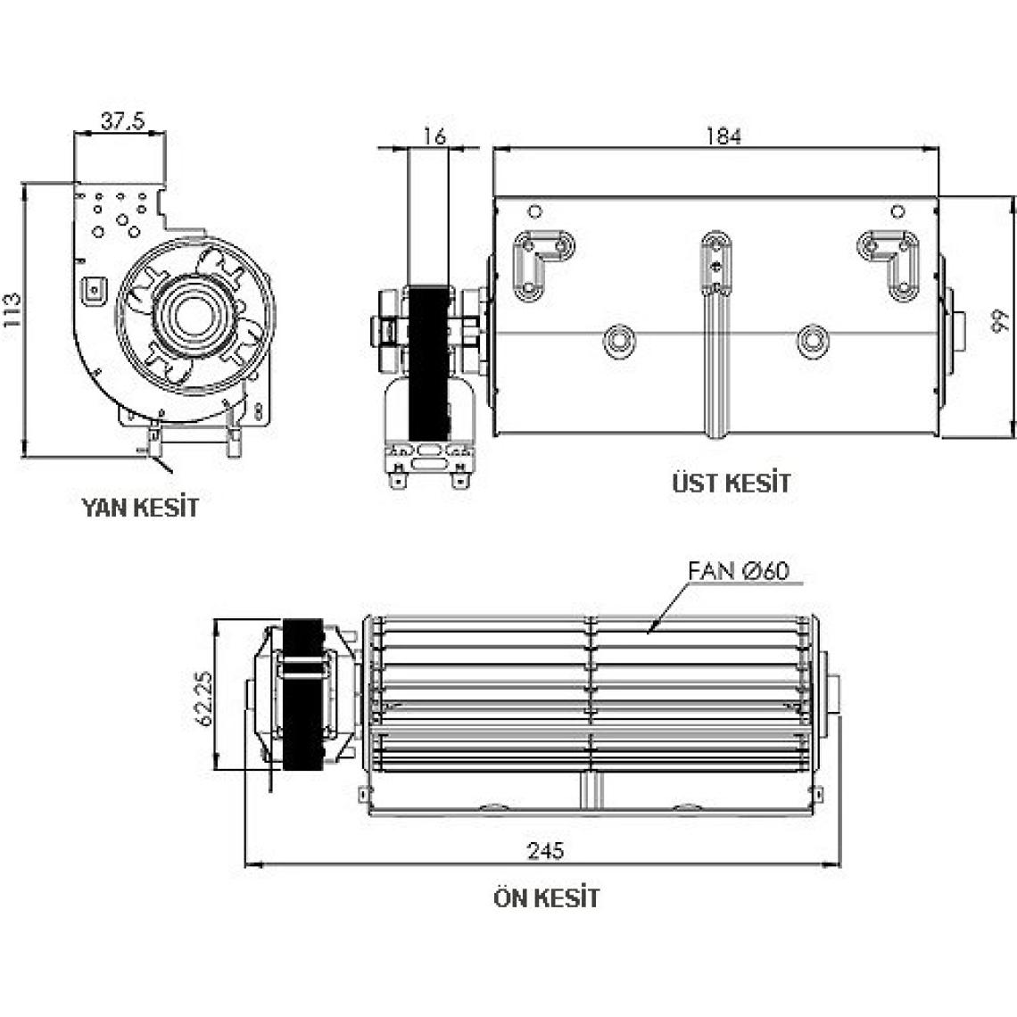 AIRCOL AKS 680-180 Tanjansiyel Radyal Fan  180 mm Genişilk 140 m³/h