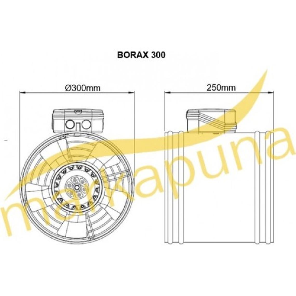 Bahçıvan 30 cm çapında BORAX 300-2K 2600 D/D 220/230 volt Monofaze Aksiyel Kanal Tipi Fan