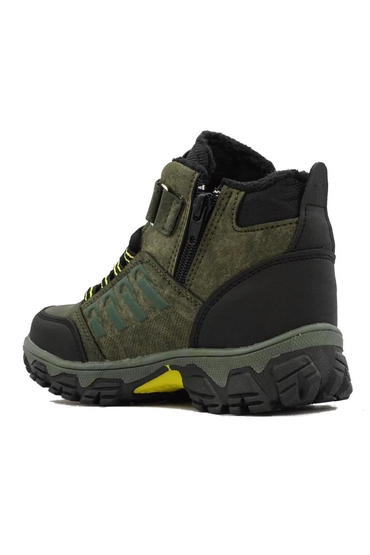 Erkek Çocuk Soğuga Dayanıklı Fermuarlı Kürklü Trekking Bot