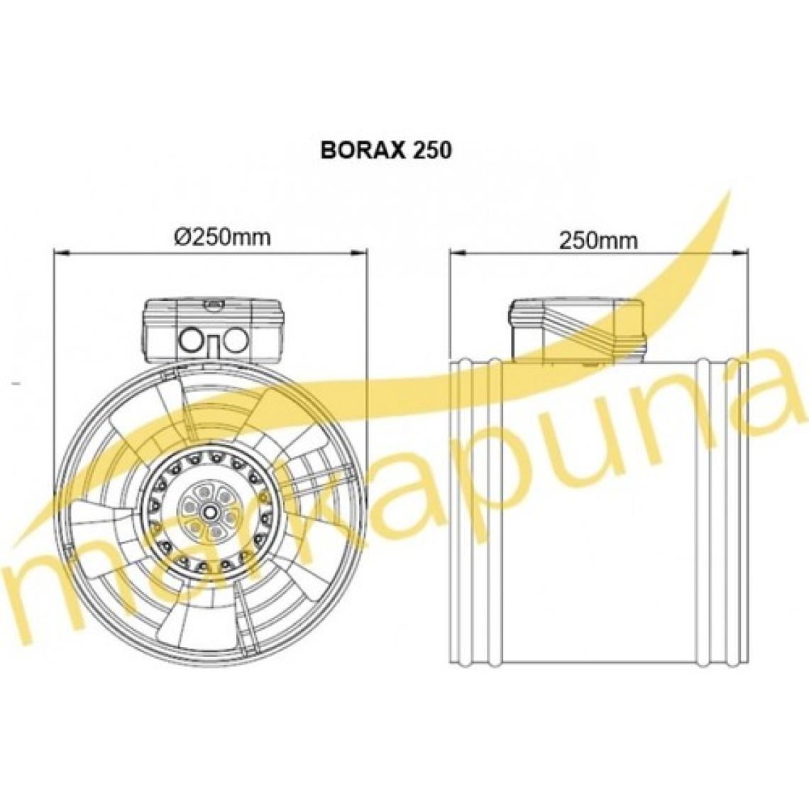 BVN Bahçıvan BORAX 250 Aksiyel 25 cm 1500 m³/h Debi Kanal Tipi Fan
