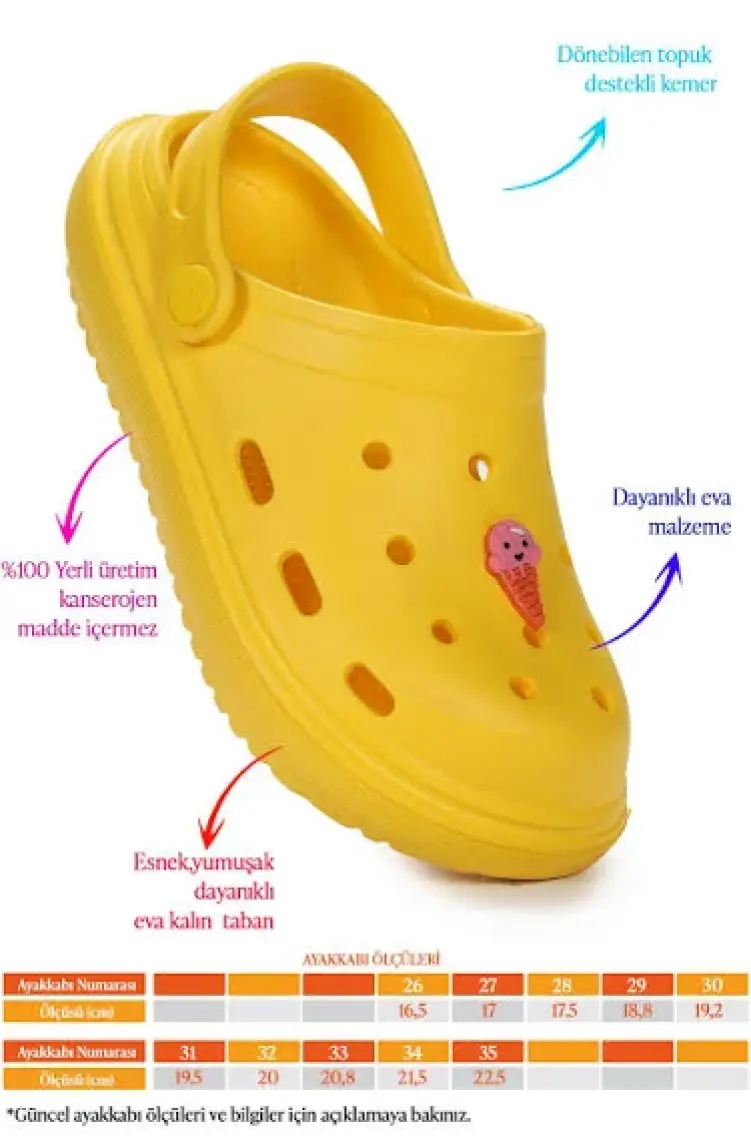 Kiko Kids Eva Plaj Havuz Okul Kreş Kız Çocuk Terlik Twg 755 Sarı