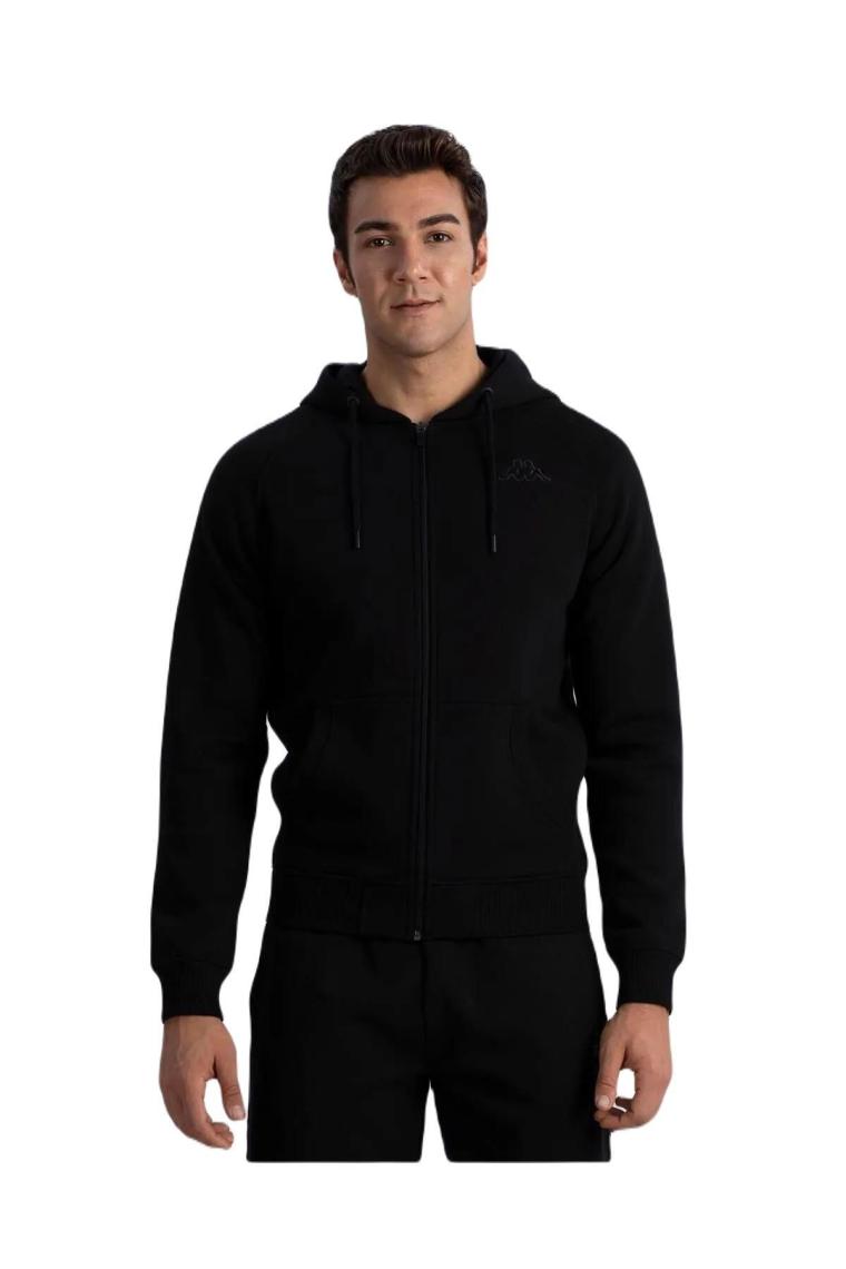 Kappa Logo Jackus Slim 2 Erkek Siyah Fermuarlı Eşofman Üst