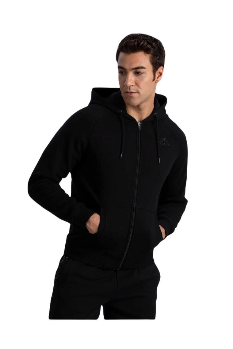 Kappa Logo Jackus Slim 2 Erkek Siyah Fermuarlı Eşofman Üst