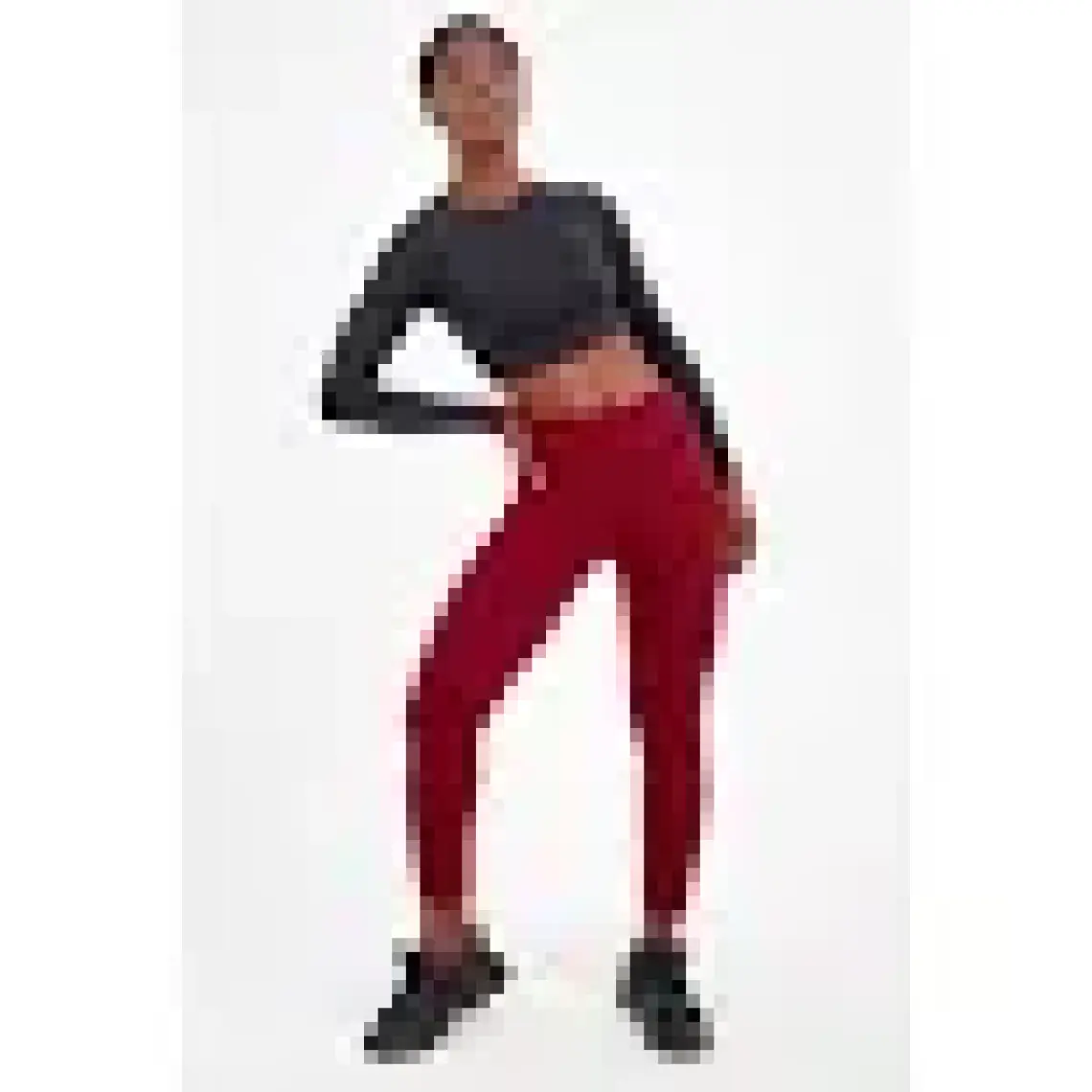 Maraton SlimFit Kadın Bisiklet Yaka  Uzun Kol Siyah Crop Top 816008