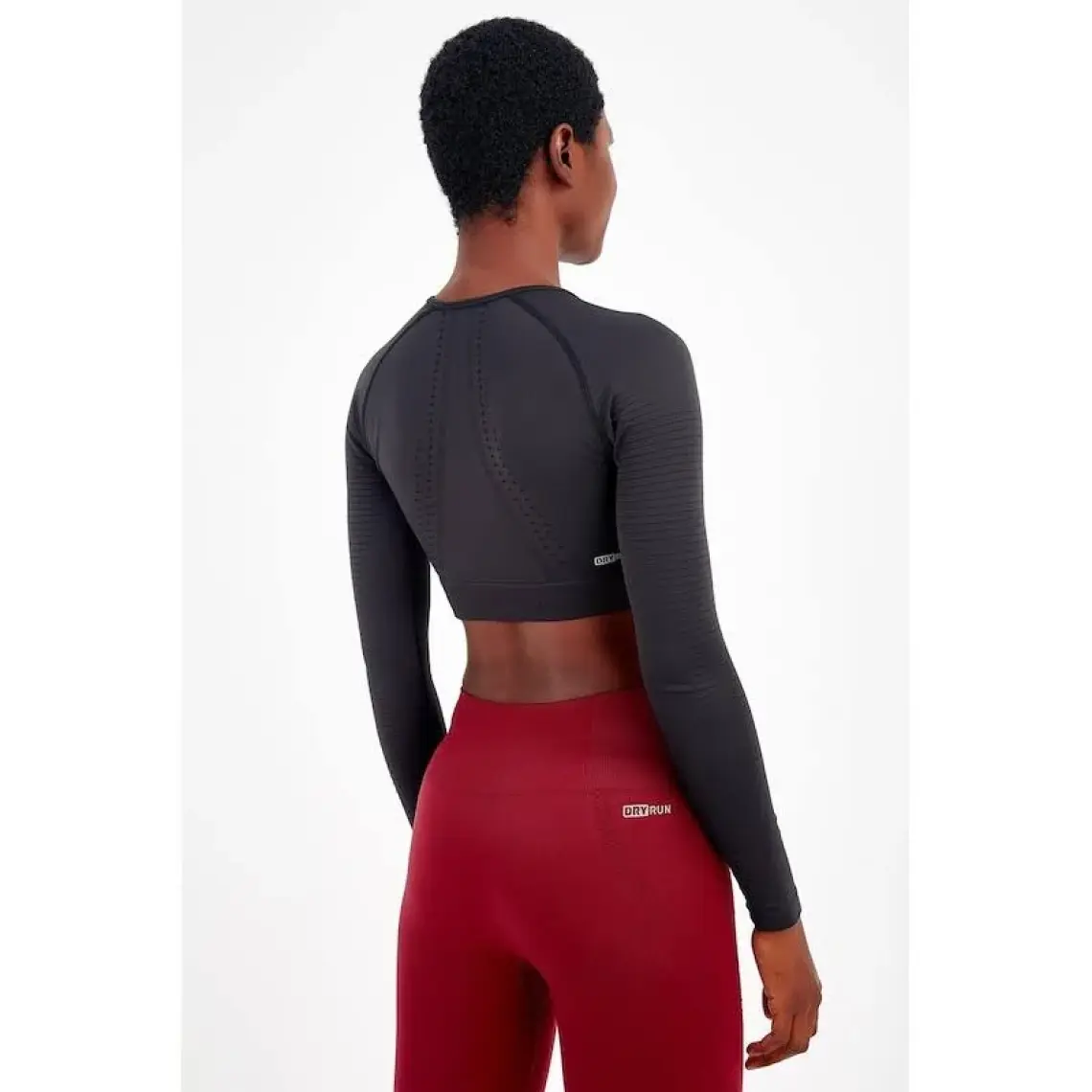 Maraton SlimFit Kadın Bisiklet Yaka  Uzun Kol Siyah Crop Top 816008