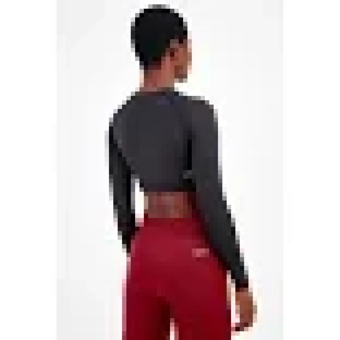 Maraton SlimFit Kadın Bisiklet Yaka  Uzun Kol Siyah Crop Top 816008