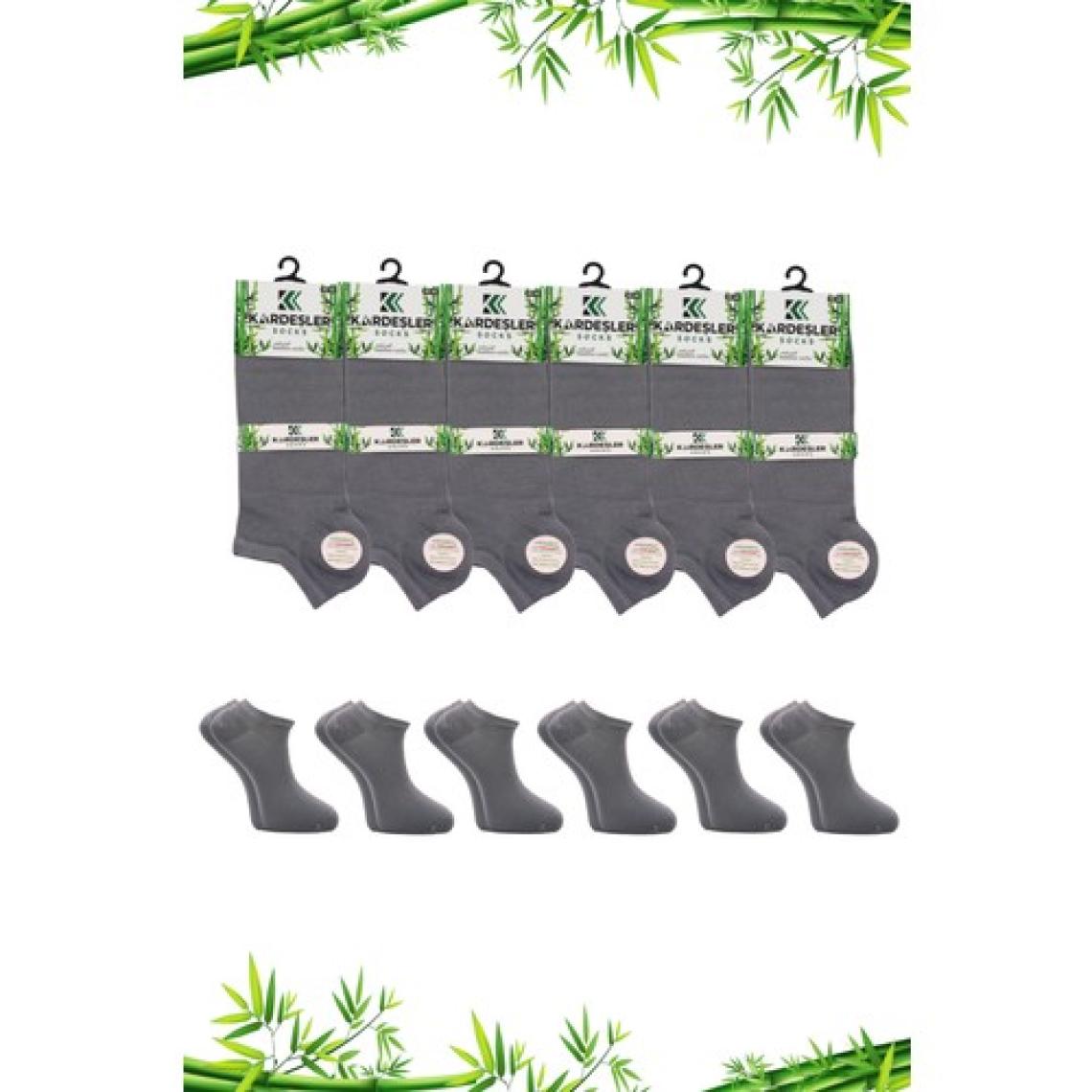 Kardeşler Çorap Bambu Erkek Patik Gri Çorap Dikişsiz 6'lı Paket