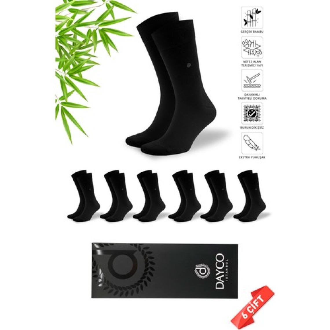 Dayco Premium Bambu Erkek Yazlık Çorap 6'lı Set Kutulu Siyah