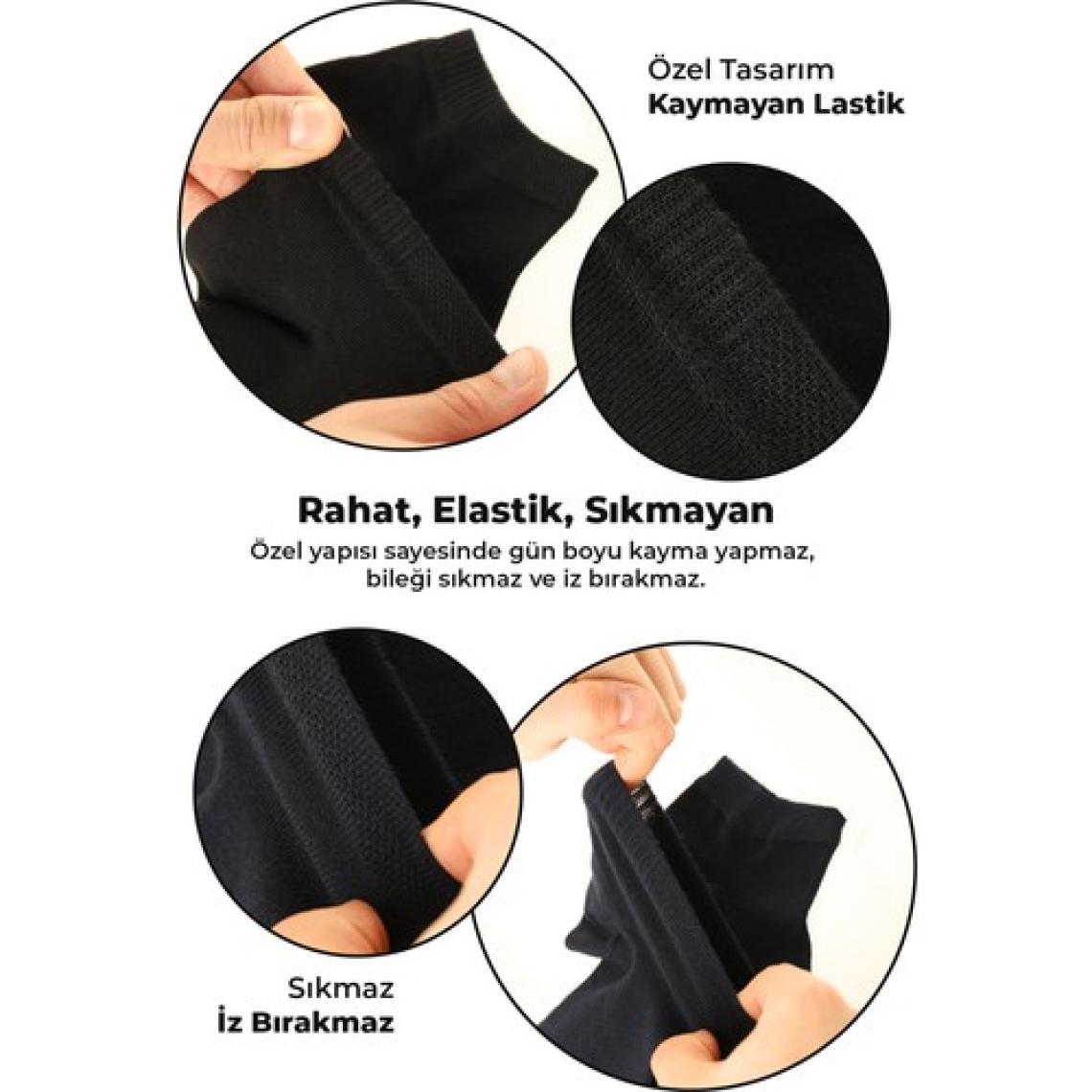Bambu Erkek Patik Düz Siyah Çorap Dikişsiz Premium Kutulu 6'lı