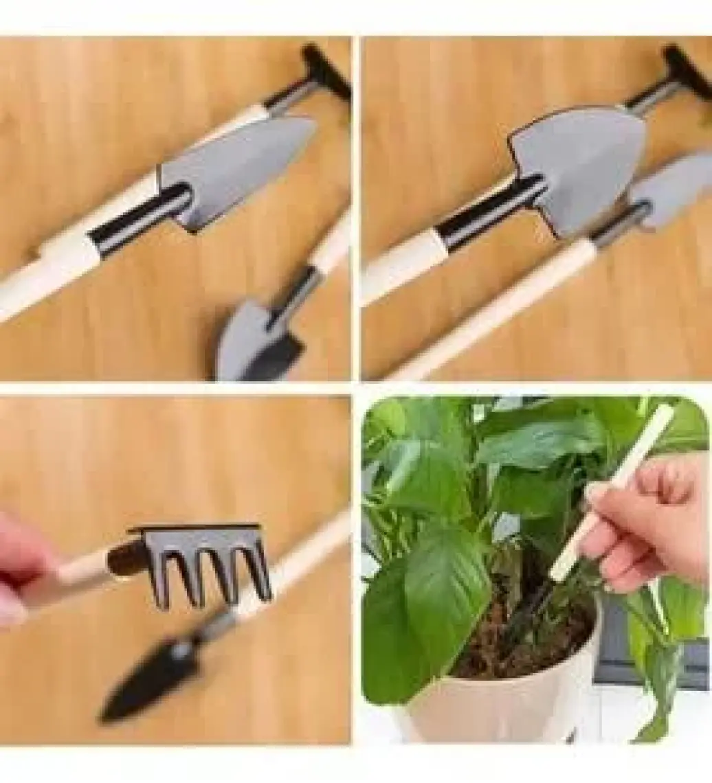 Mucha 3 Parça Mini Bitki Hobi Bahçe Seti Saksı Sukulent Bakım Çapa Tırmık Kürek