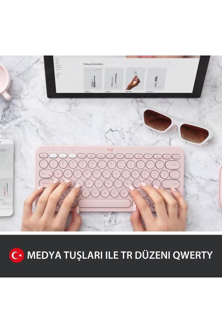 K380 Kompakt Kablosuz Bluetooth Türkçe Q Klavye - Pembe