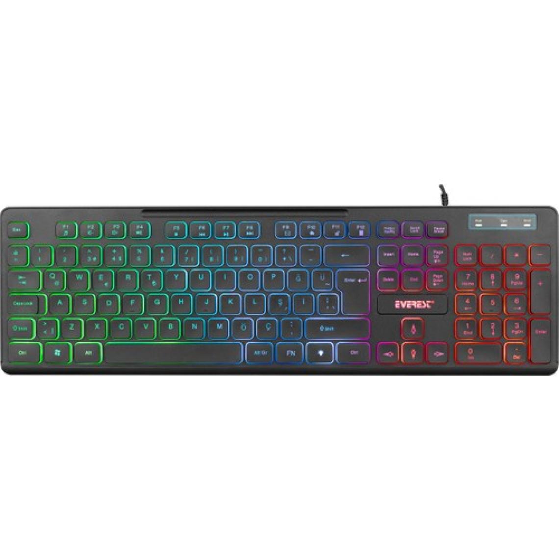 Everest KB-120 Sleek Siyah USB Gökkuşağı Aydınlatmalı Q Gaming Oyuncu Klavyesi