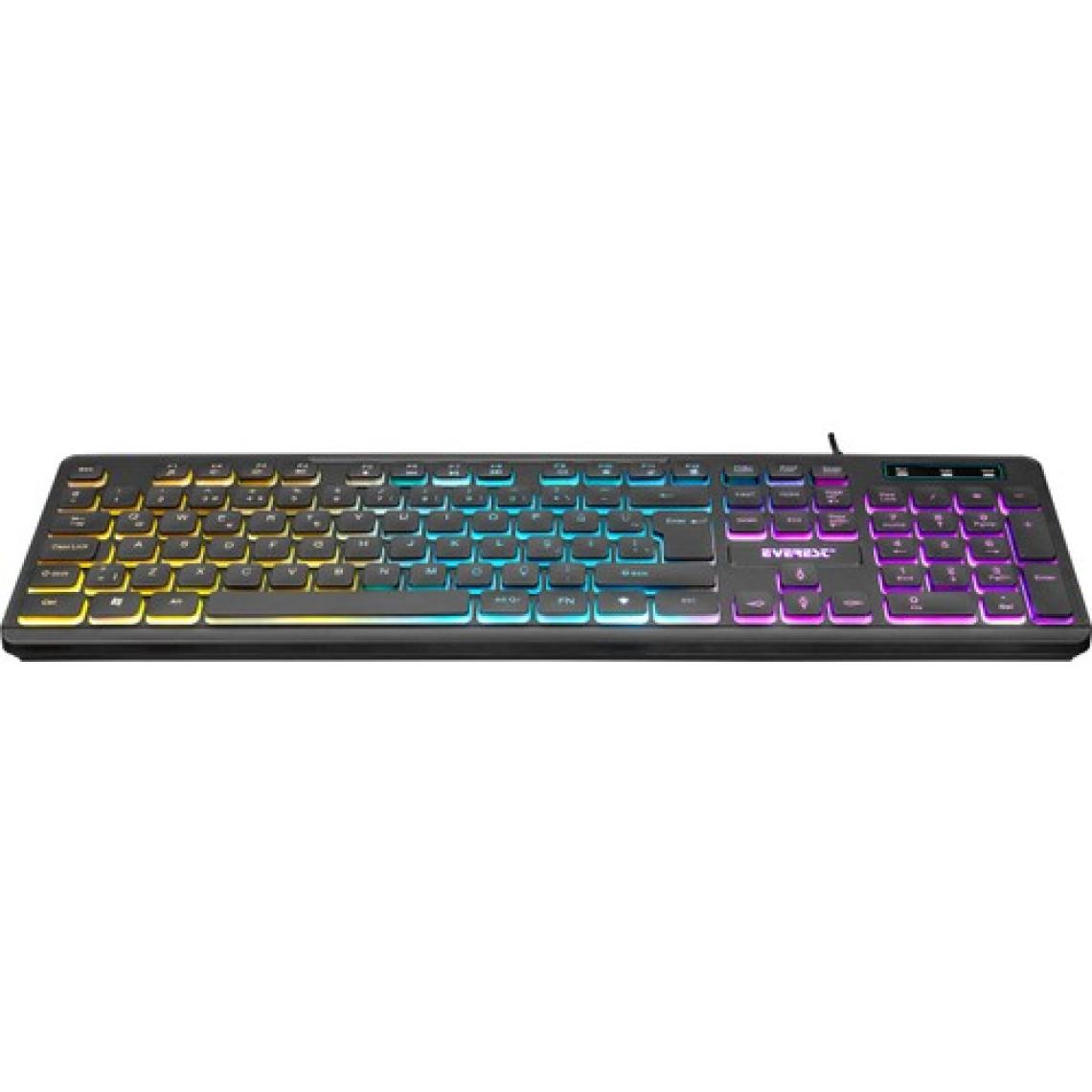 Everest KB-120 Sleek Siyah USB Gökkuşağı Aydınlatmalı Q Gaming Oyuncu Klavyesi