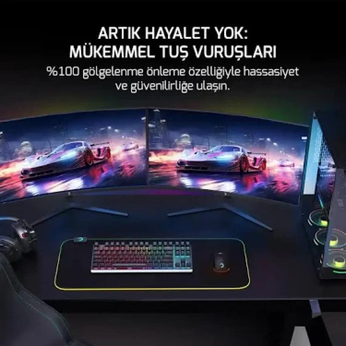Gamepower Eva 7 60M Mekanik Kablolu, 2.4ghz, Bluetooth 3 Mod Red Switch Türkçe Q 88 Tuş USB Rgb Gaming Klavye - 3 Yıl Garantili