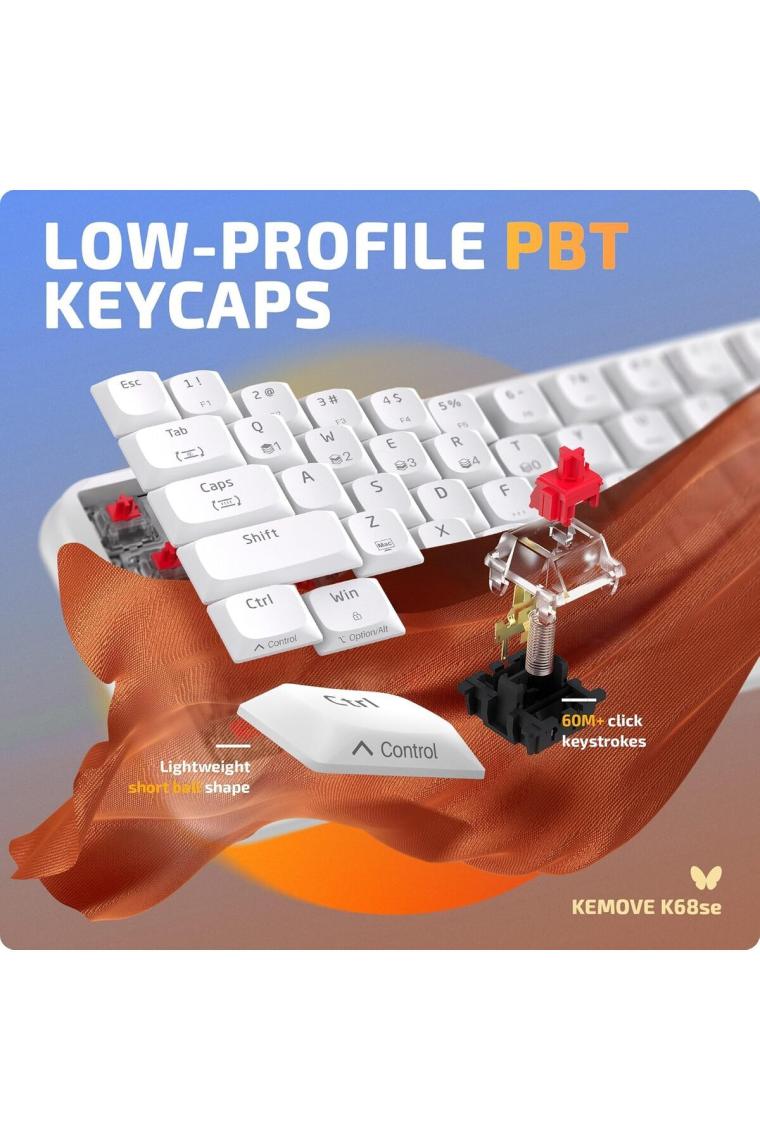 Sarftech K68SE %65 Sade Tasarım USB Beyaz Mekanik Red Switch Gaming Oyuncu Klavyesi Aparat Hediyeli
