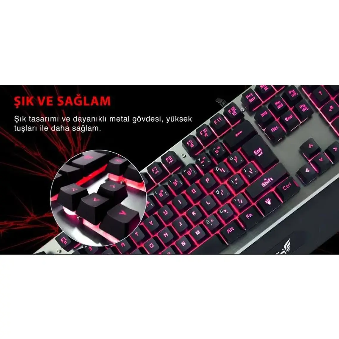 Rush RK701 Metal Mekanik Hisli Işıklı Oyun Oyuncu Klavyesi Gamer