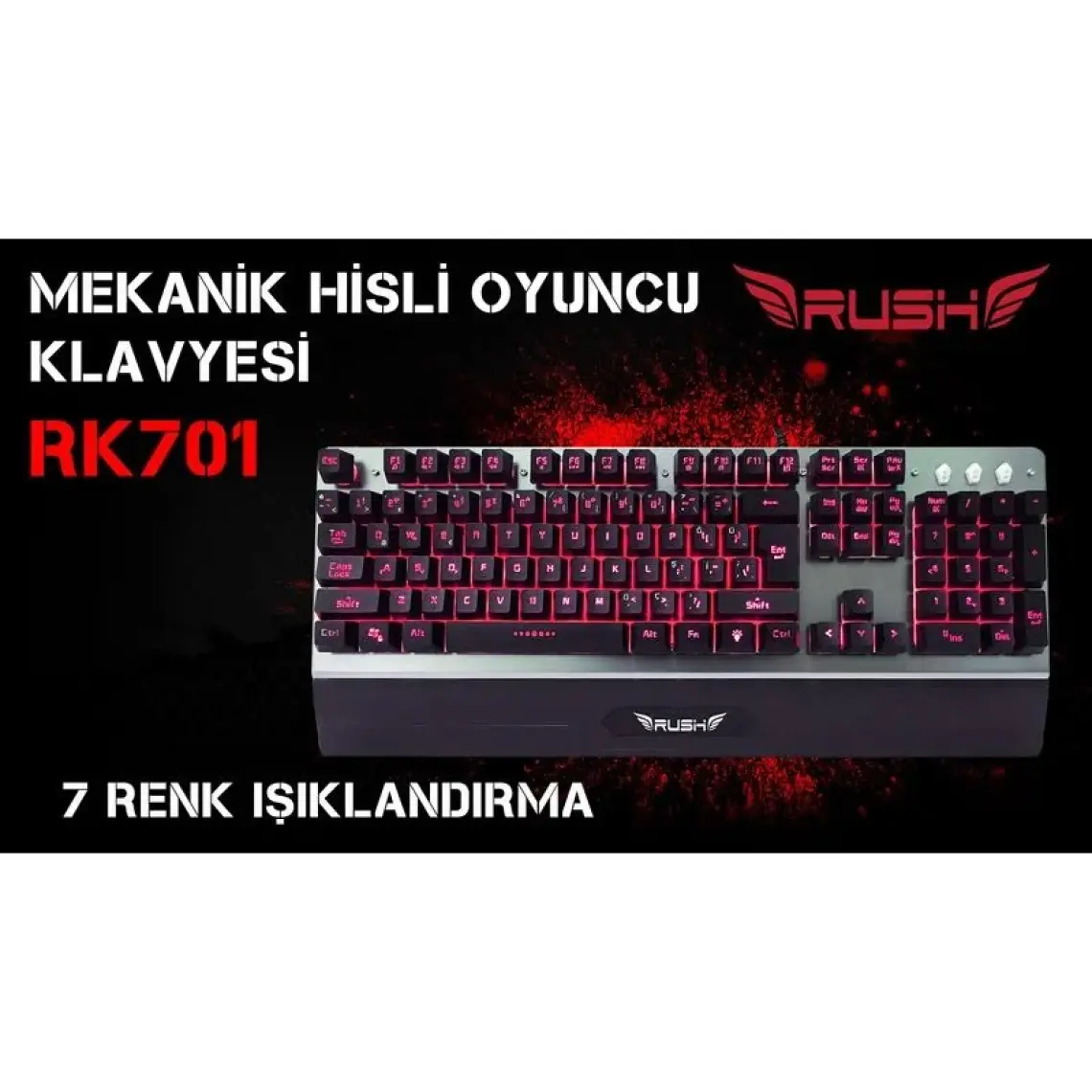 Rush RK701 Metal Mekanik Hisli Işıklı Oyun Oyuncu Klavyesi Gamer