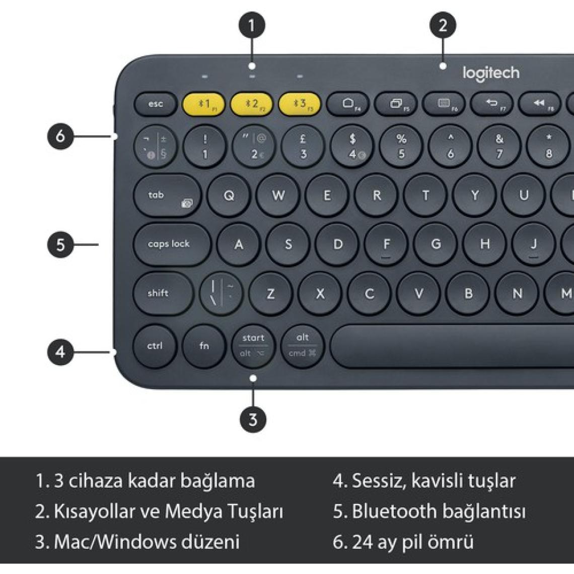 Logitech K380 Siyah Kablosuz Klavye