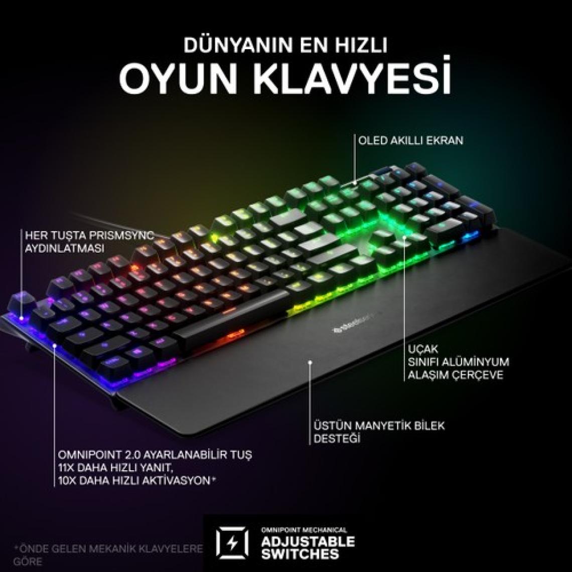 SteelSeries Apex Pro UK - Ayarlanabilir Omni Switch Mekanik Oyuncu Klavyesi