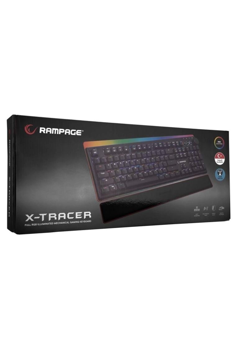 KB-R97 X-Tracer Siyah USB Rgb Aydınlatmalı Blue Switch Tam Türkçe Bilek Destekli Gaming Oyuncu Mekanik Klavye