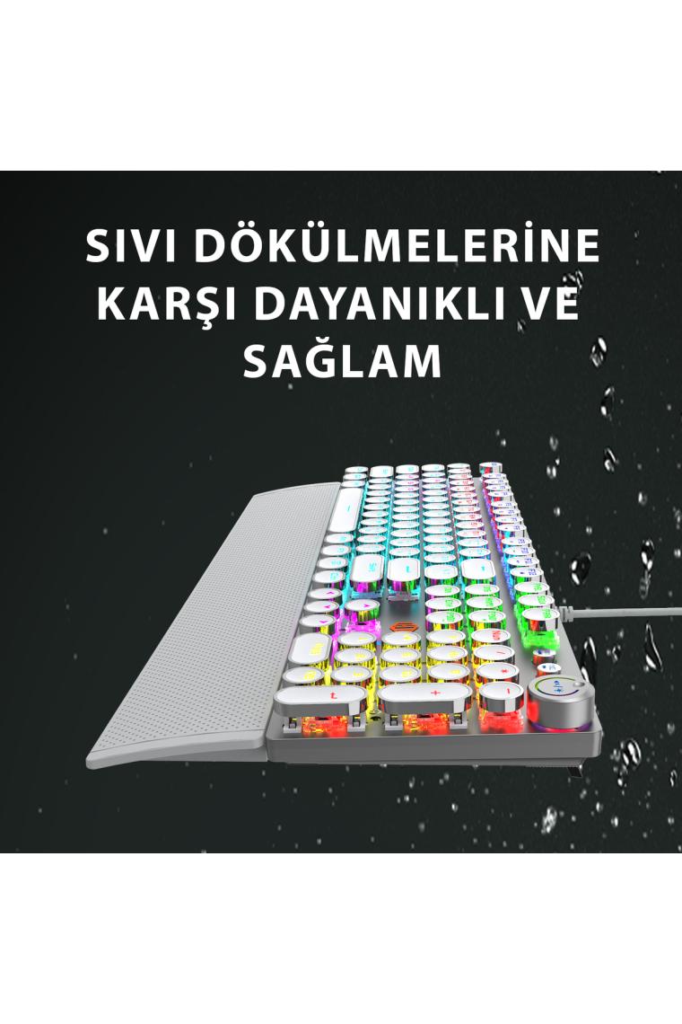 Kg1102 Usb Kablolu Makro Tuşlu Rgb Led Aydınlatmalı Mekanik Gaming Türkçe Q Metalik Klavye