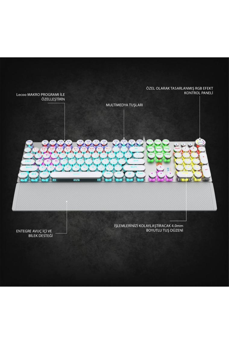 Kg1102 Usb Kablolu Makro Tuşlu Rgb Led Aydınlatmalı Mekanik Gaming Türkçe Q Metalik Klavye