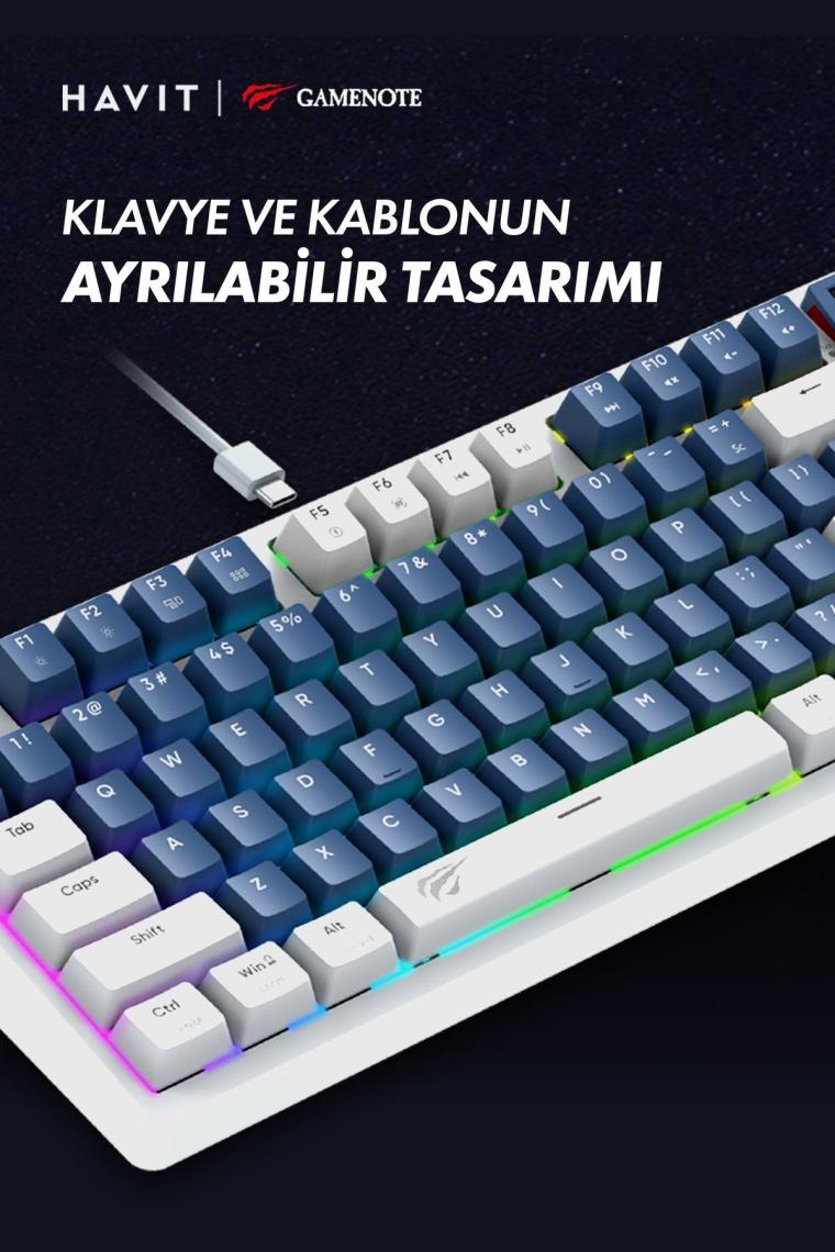 Havit Gamenote KB884L Rgb Mekanik Klavye 1.06INÇ Tft-Lcd Ekran -  Red Switch