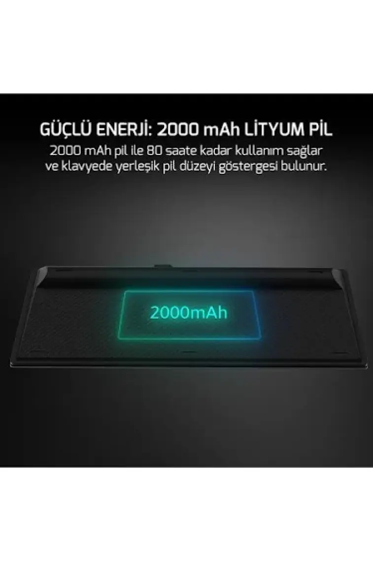 GamePower Eva 7 60M Mekanik Kablolu, 2.4Ghz, Bluetooth 3 Mod Blue Switch Türkçe Q 88 Tuş USB RGB Gaming Klavye - 3 Yıl Garantili