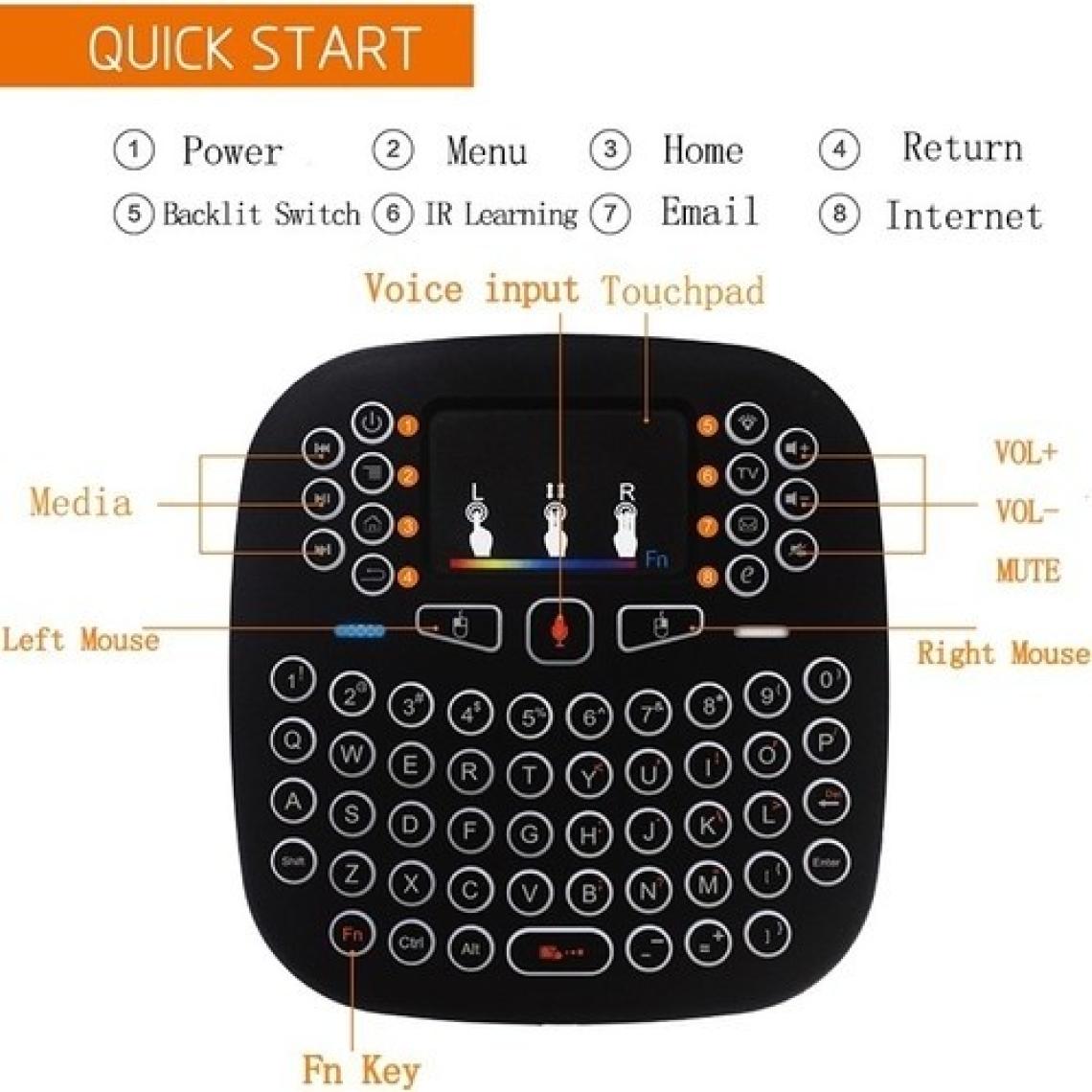 Rs Kablosuz Işıklı Mini Klavye + Touch Pad