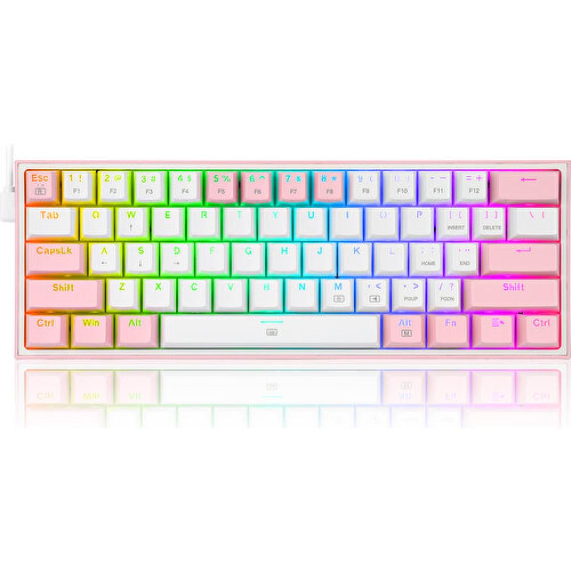 Redragon K617 RGB Pembe Mekanik Red Switch Oyuncu Klavyesi
