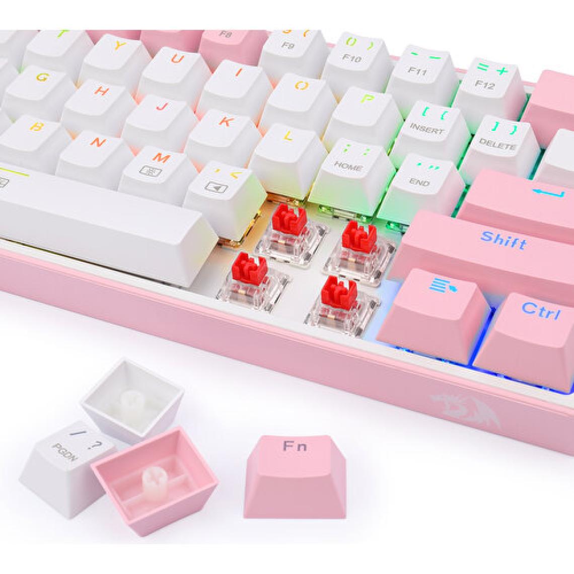 Redragon K617 RGB Pembe Mekanik Red Switch Oyuncu Klavyesi