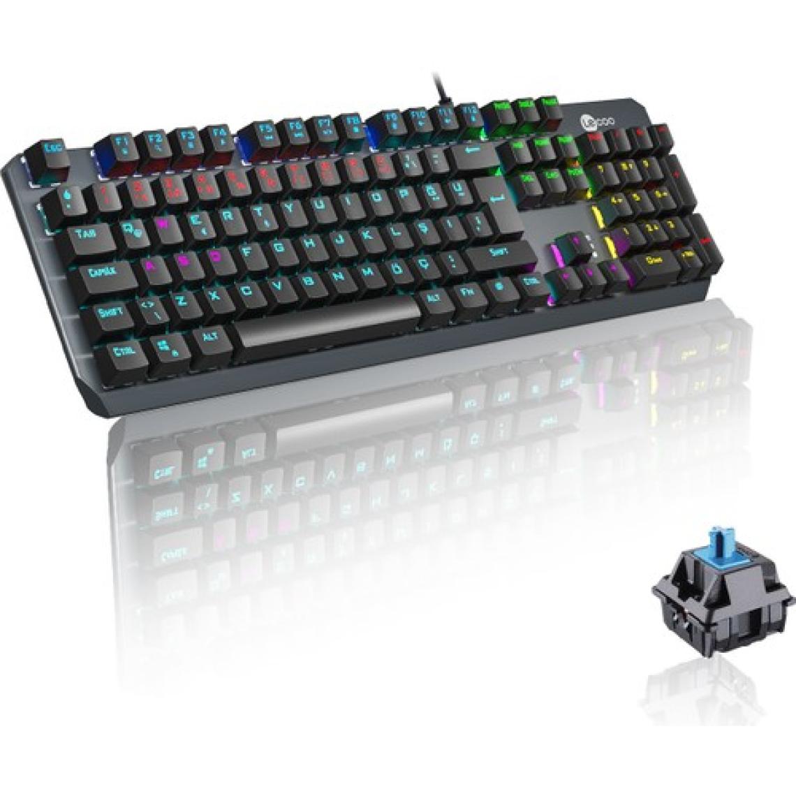 Lecoo GK301 USB Kablolu Makro Tuşlu Blue Switch RGB LED Aydınlatmalı Gaming Mekanik Türkçe Q Klavye Metalik Gri