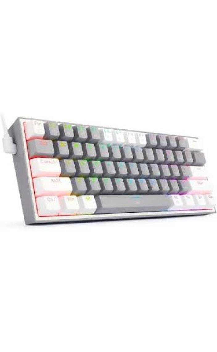 REDRAGON K617-rgb Wg Türkçe Q Fizz %60 Kablolu Mekanik Oyuncu Klavyesi, Red Switch, Beyaz/Gri