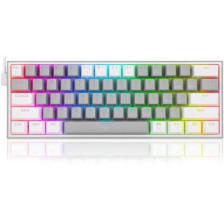 REDRAGON K617-rgb Wg Türkçe Q Fizz %60 Kablolu Mekanik Oyuncu Klavyesi, Red Switch, Beyaz/Gri