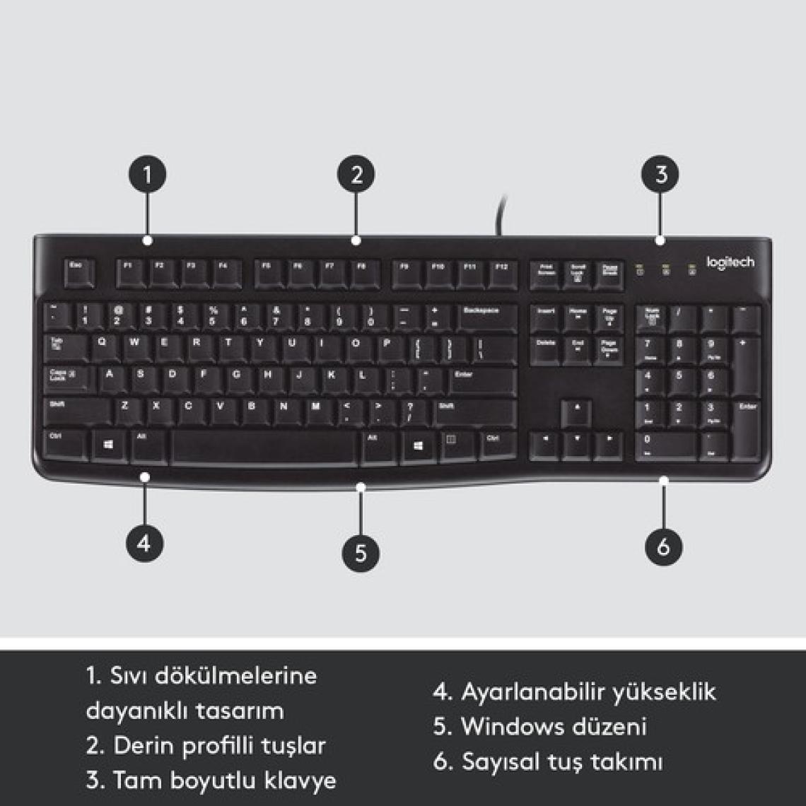 Logitech K120 USB Q Trk Siyah Standart Klavye 920-002505