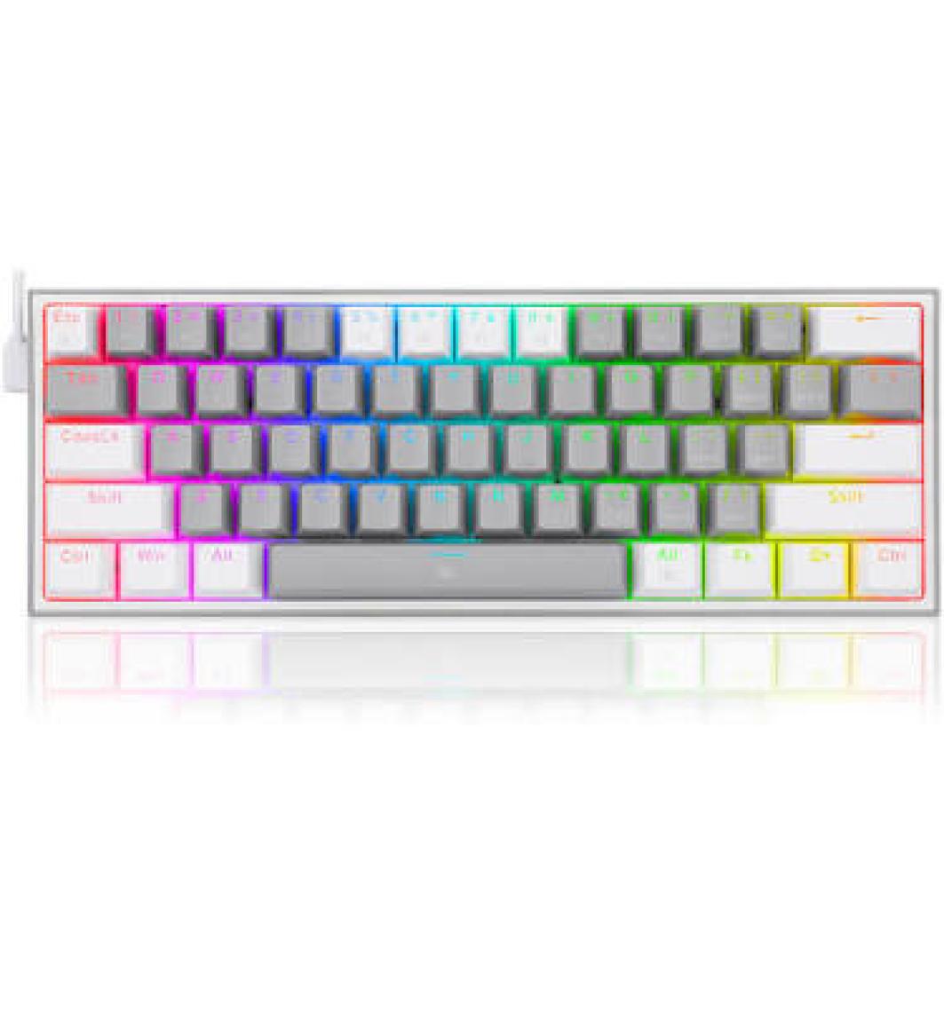 Redragon K617-RGB Gw Fızz %60 Kablolu Mekanik Klavye,Türkçe, Red Switch, Gri/beyaz