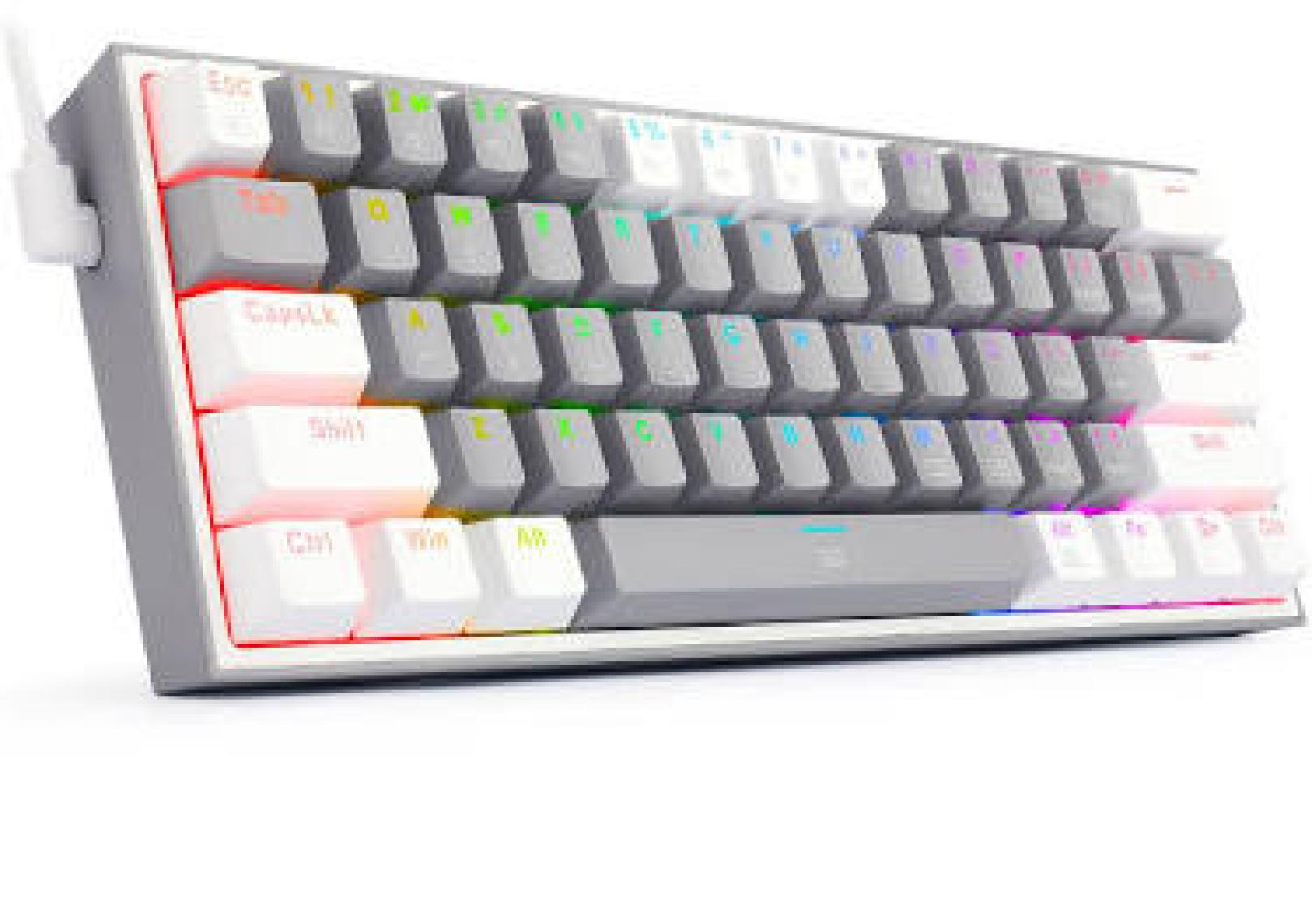 Redragon K617-RGB Gw Fızz %60 Kablolu Mekanik Klavye,Türkçe, Red Switch, Gri/beyaz
