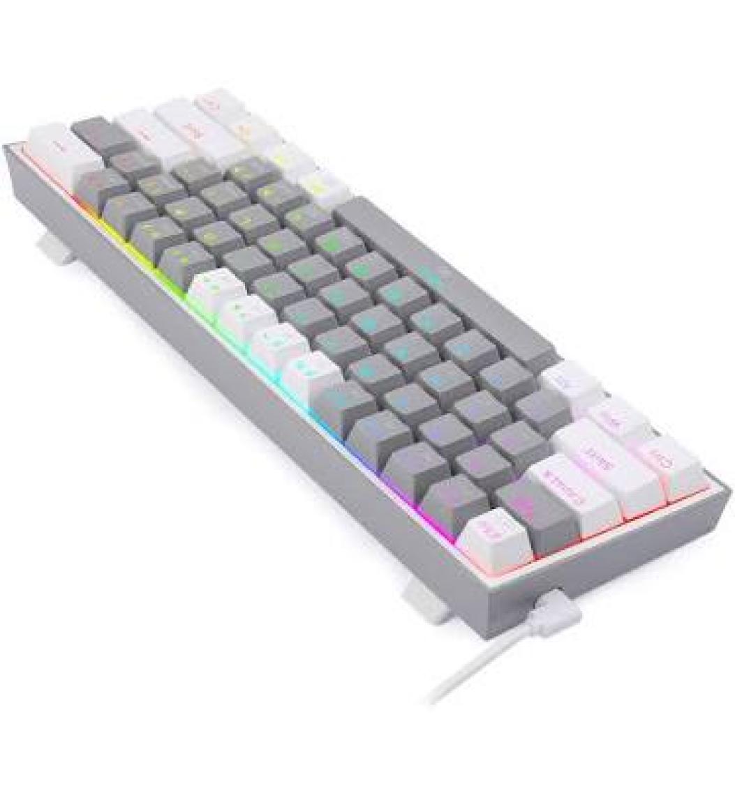 Redragon K617-RGB Gw Fızz %60 Kablolu Mekanik Klavye,Türkçe, Red Switch, Gri/beyaz