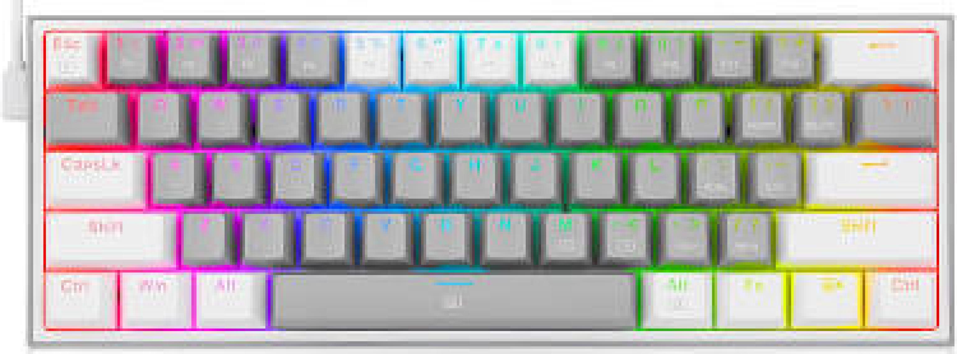 Redragon K617-RGB Gw Fızz %60 Kablolu Mekanik Klavye,Türkçe, Red Switch, Gri/beyaz