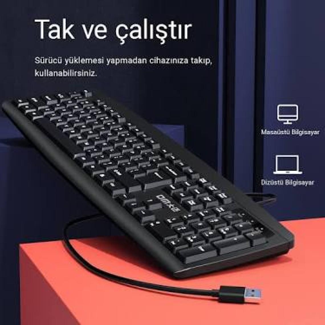 Dm K10 Siyah Kablolu Ingilizce Q Klavye