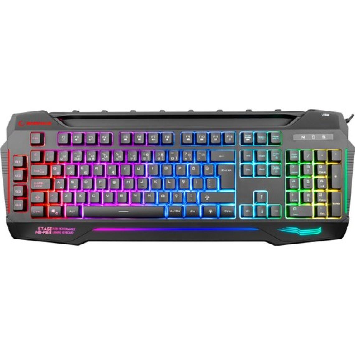 Rampage KB-R63 Stage Siyah USB 7 Renk Aydınlatmalı Q 4 Macro Fonksiyon 1*USB Hub Oyuncu Klavyesi