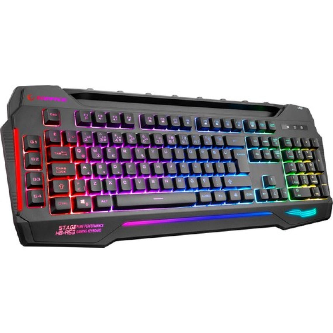 Rampage KB-R63 Stage Siyah USB 7 Renk Aydınlatmalı Q 4 Macro Fonksiyon 1*USB Hub Oyuncu Klavyesi