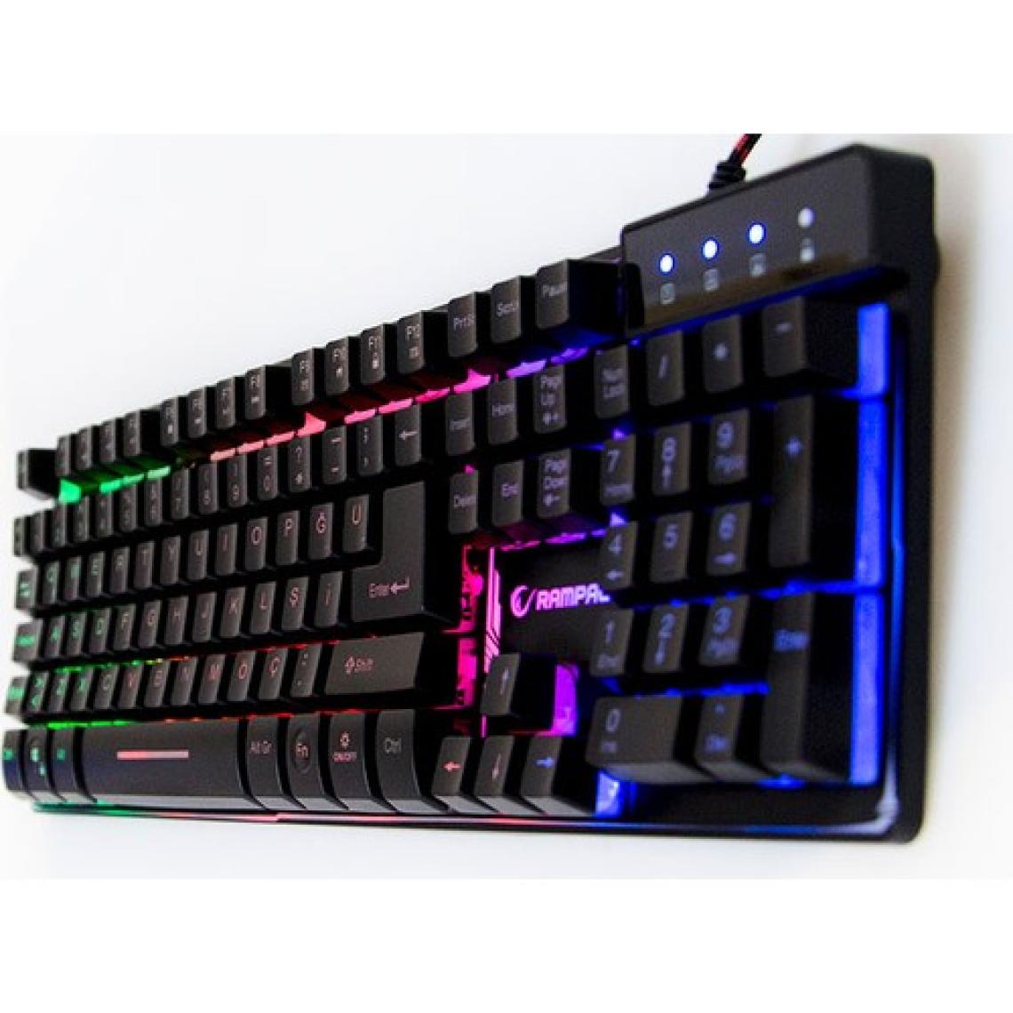 Rampage Titan K9 Siyah USB Gökkuşağı Renkli Aydınlatmalı Q Standart Gaming Oyuncu Klavyesi