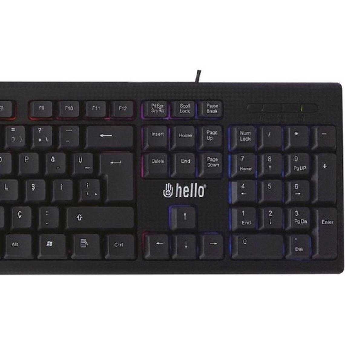 Hello HL-2573 Işıklı Kablolu Oyuncu Klavye + Mouse Set