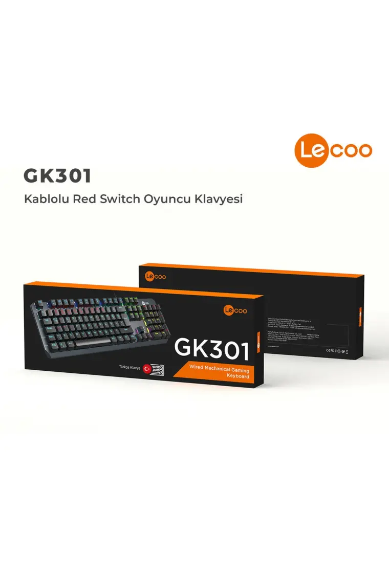 Lecoo GK301 USB Kablolu Red Switch Makro Tuş Atamalı RGB LED Aydınlatmalı Gaming Mekanik Türkçe Q Klavye Metalik Gri