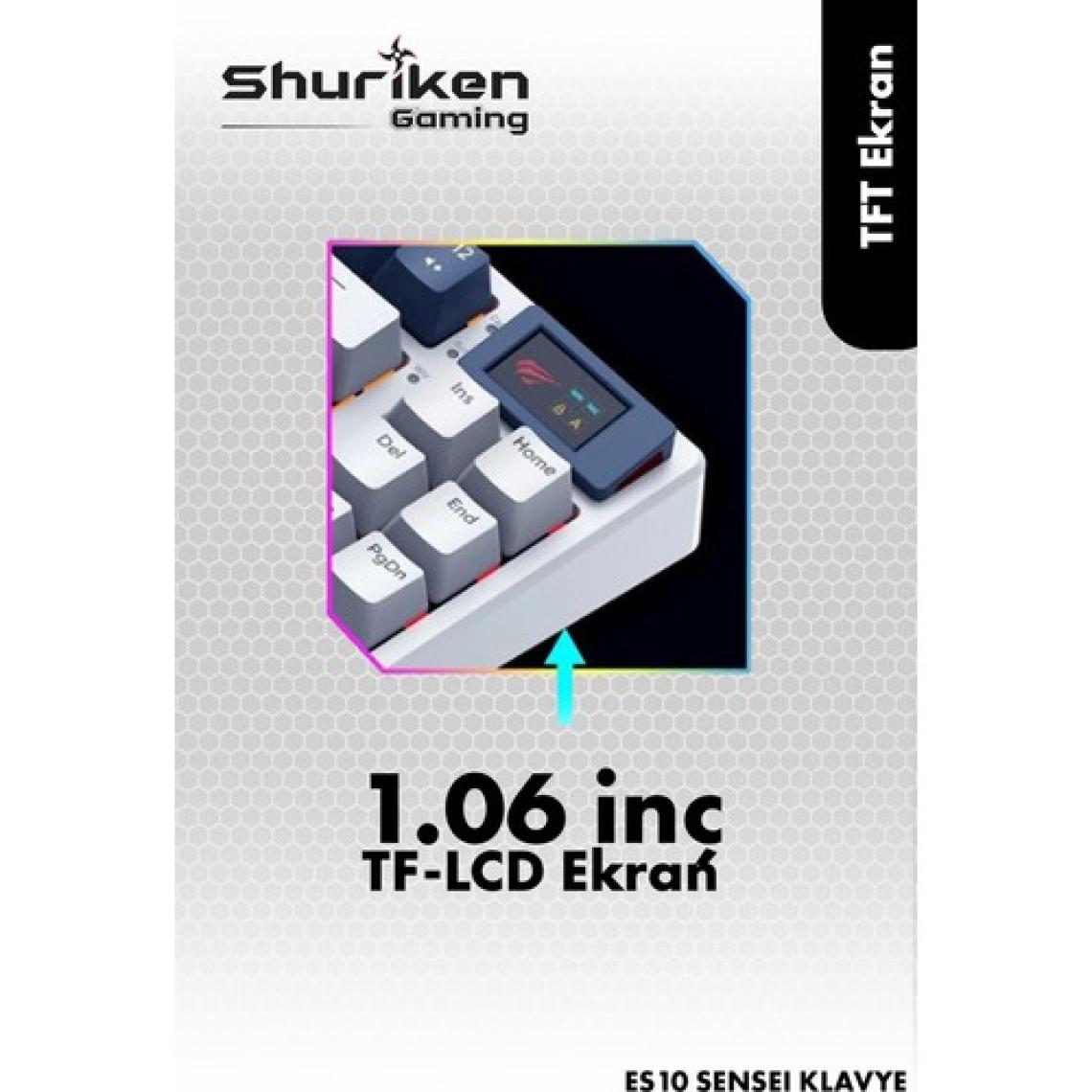 Shuriken ES10 Sanseı Rgb Mekanik Türkçe Klavye 1.06INÇ Tft - LCD Ekran - Red Switch