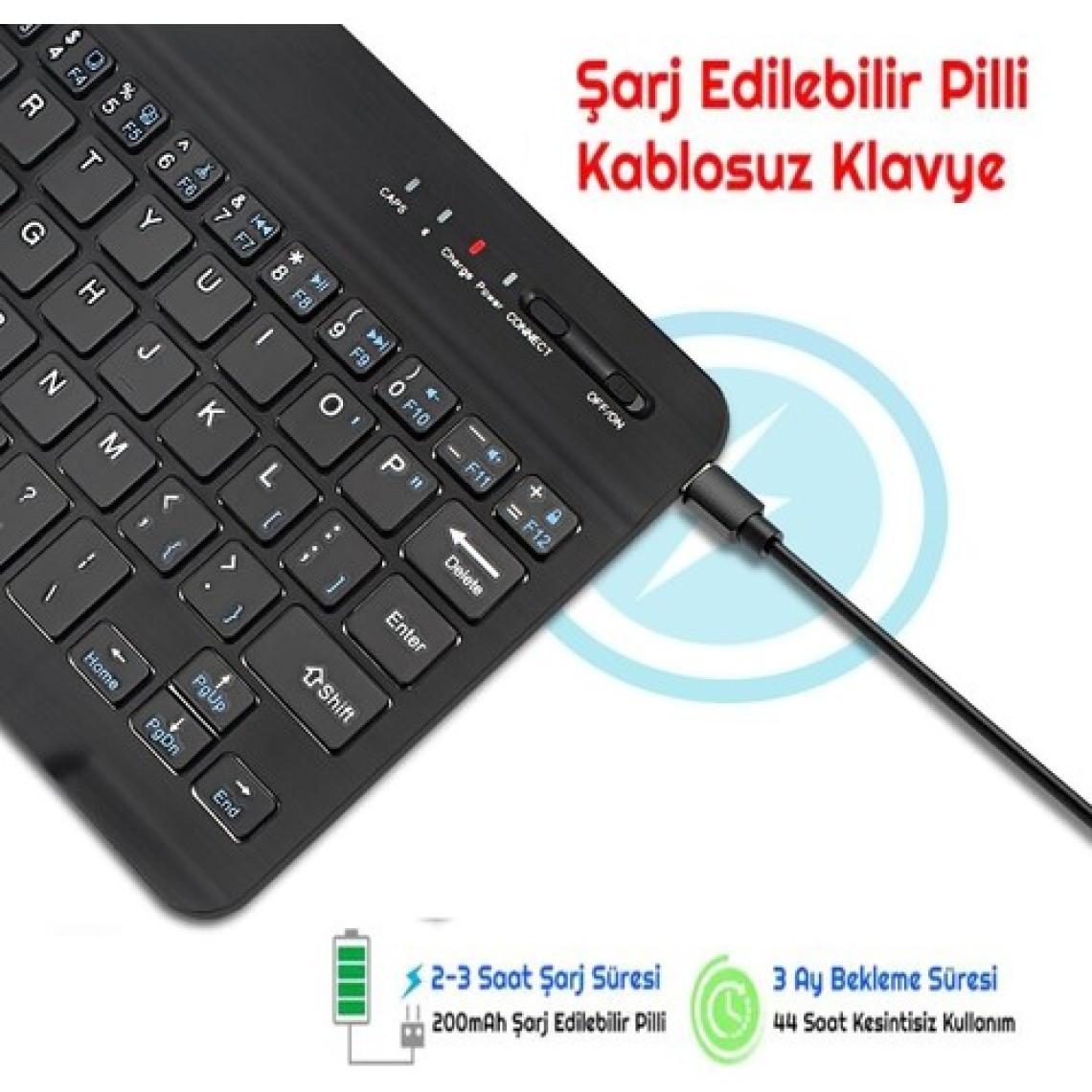 Duhaline Lenovo Tab M10 Fhd Plus Lte TB-X606X Uyumlu Bluetooth Tablet Klavyesi Mini Slim Şarjlı Kablosuz Klavye